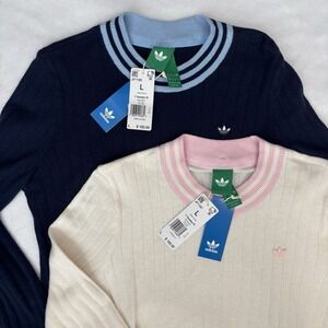LOT of 2 NWT Adidas Originals Women's Cashmere Blend Sweaters Golf Preppy Size L